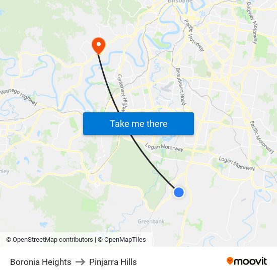 Boronia Heights to Pinjarra Hills map