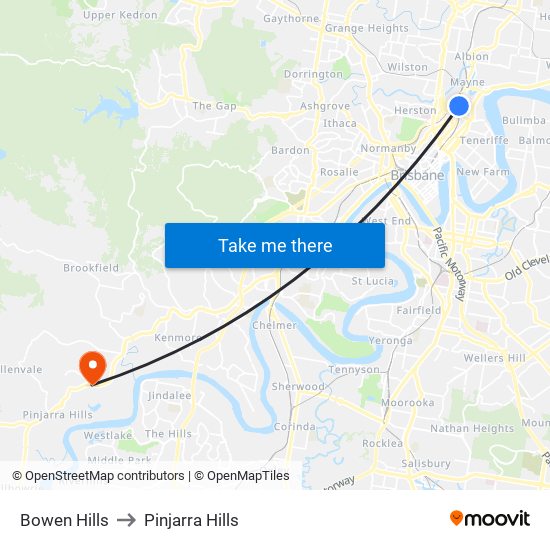 Bowen Hills to Pinjarra Hills map