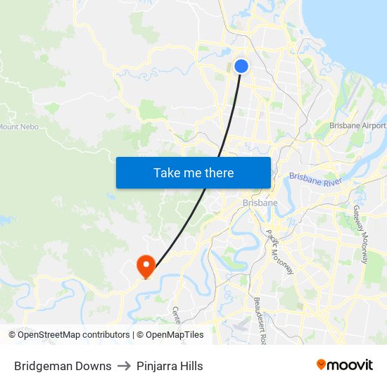 Bridgeman Downs to Pinjarra Hills map