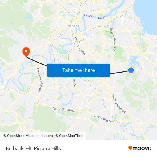 Burbank to Pinjarra Hills map