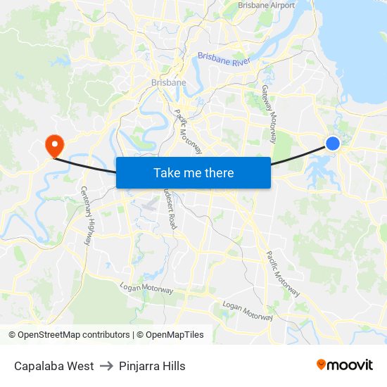 Capalaba West to Pinjarra Hills map