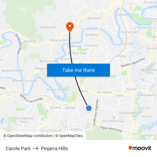 Carole Park to Pinjarra Hills map