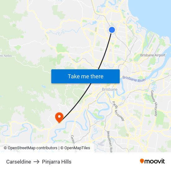 Carseldine to Pinjarra Hills map