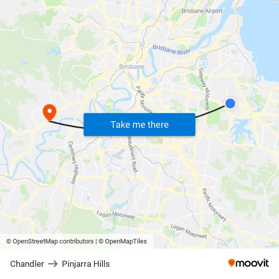 Chandler to Pinjarra Hills map