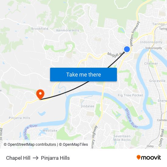 Chapel Hill to Pinjarra Hills map