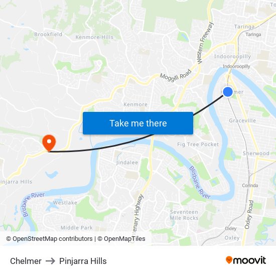 Chelmer to Pinjarra Hills map