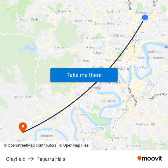 Clayfield to Pinjarra Hills map
