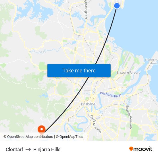 Clontarf to Pinjarra Hills map