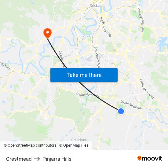 Crestmead to Pinjarra Hills map