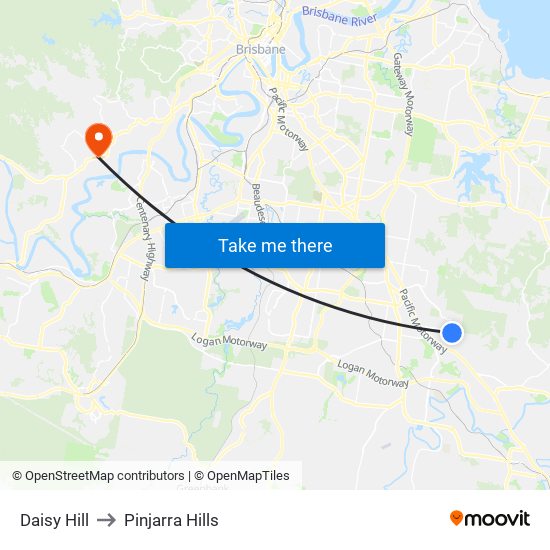 Daisy Hill to Pinjarra Hills map
