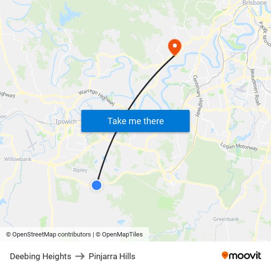 Deebing Heights to Pinjarra Hills map