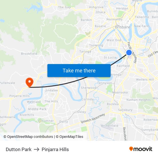 Dutton Park to Pinjarra Hills map