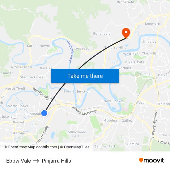 Ebbw Vale to Pinjarra Hills map