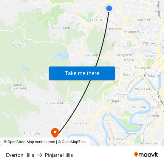 Everton Hills to Pinjarra Hills map