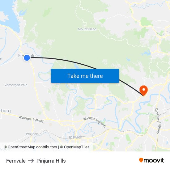 Fernvale to Pinjarra Hills map