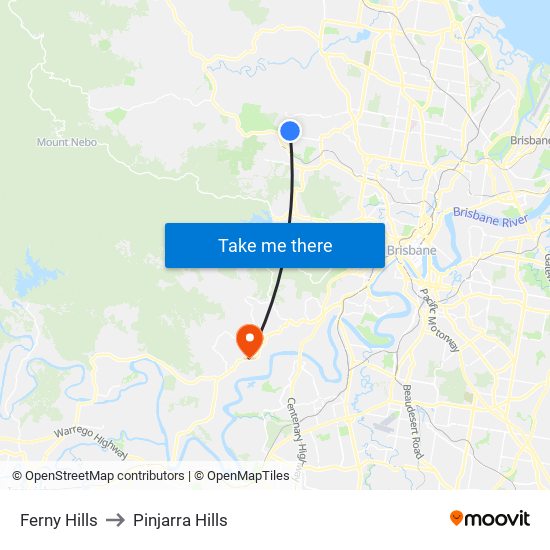 Ferny Hills to Pinjarra Hills map