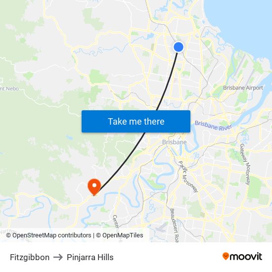 Fitzgibbon to Pinjarra Hills map