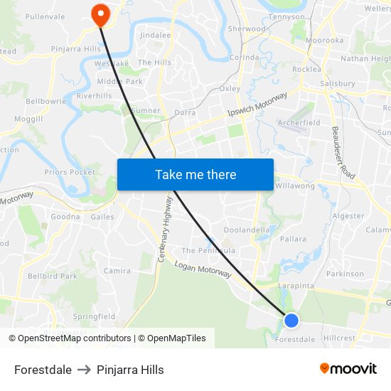 Forestdale to Pinjarra Hills map