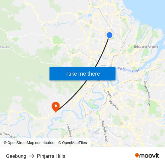 Geebung to Pinjarra Hills map