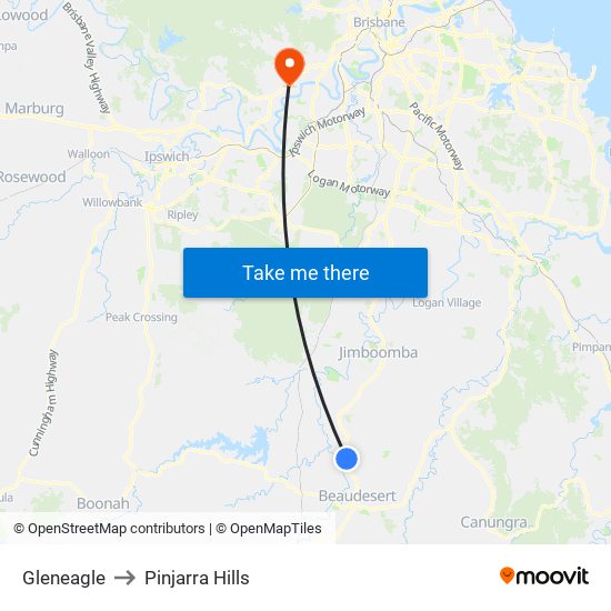 Gleneagle to Pinjarra Hills map
