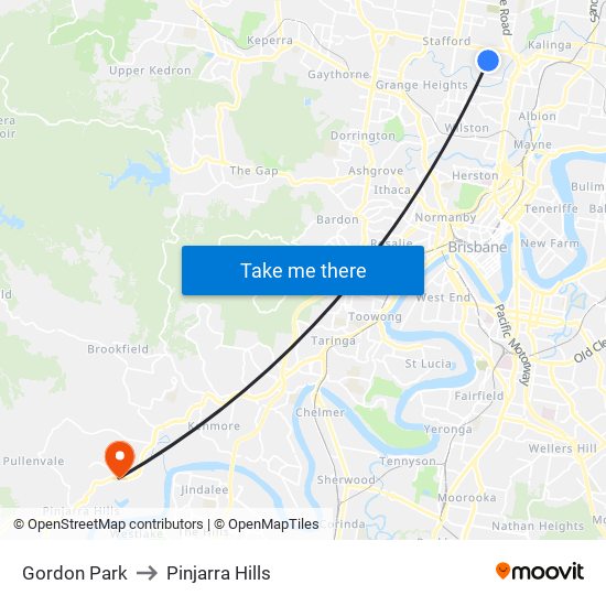 Gordon Park to Pinjarra Hills map