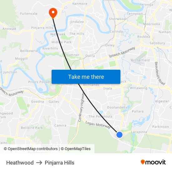 Heathwood to Pinjarra Hills map