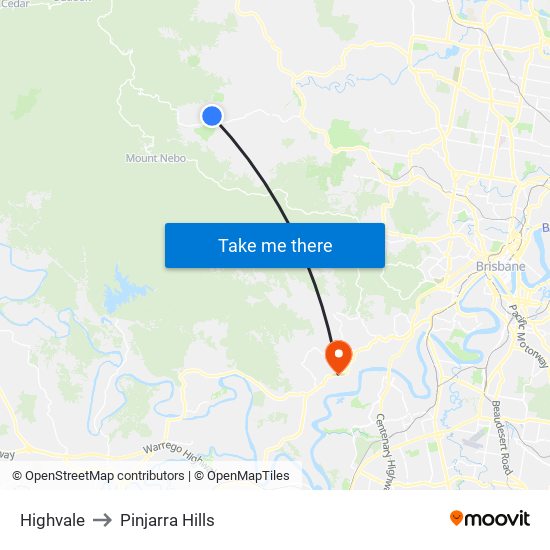 Highvale to Pinjarra Hills map