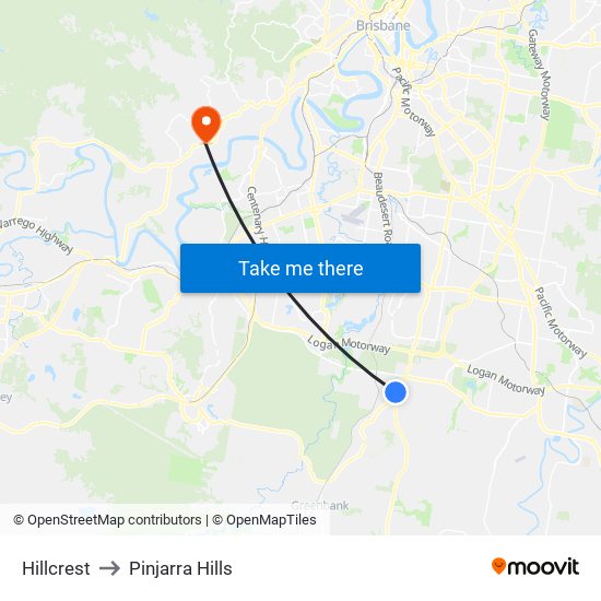 Hillcrest to Pinjarra Hills map