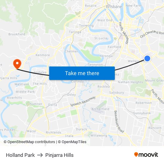 Holland Park to Pinjarra Hills map