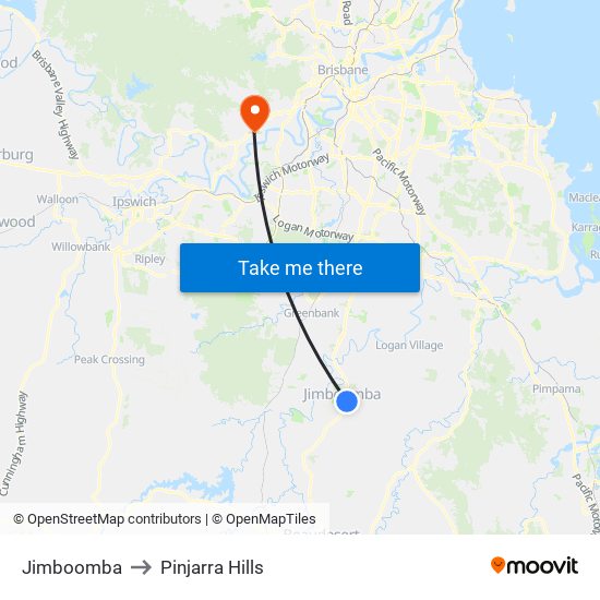 Jimboomba to Pinjarra Hills map