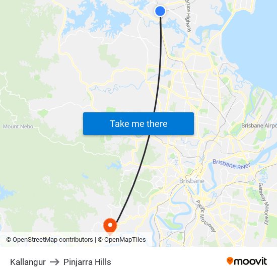 Kallangur to Pinjarra Hills map
