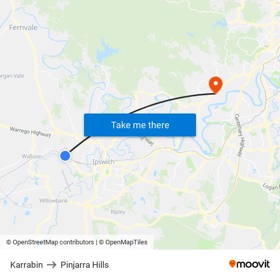 Karrabin to Pinjarra Hills map