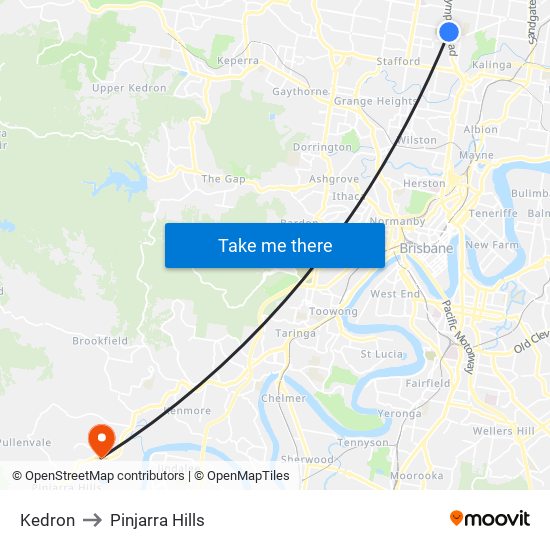 Kedron to Pinjarra Hills map