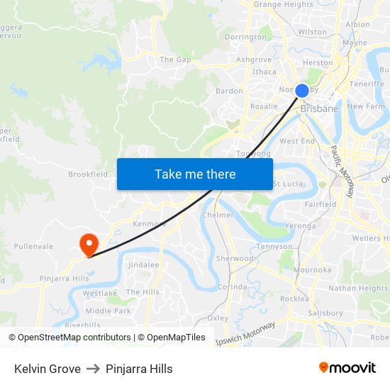 Kelvin Grove to Pinjarra Hills map