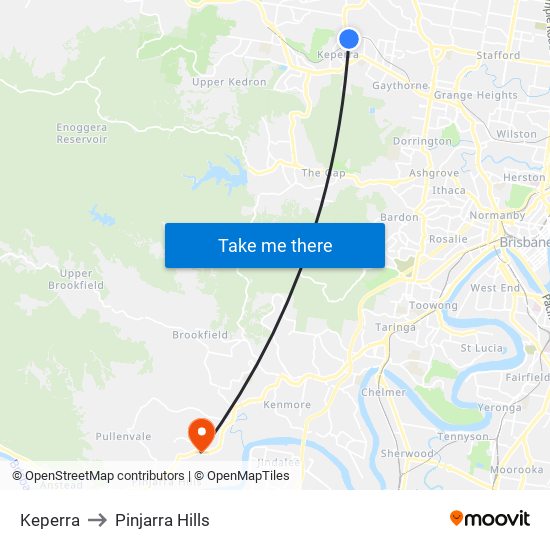Keperra to Pinjarra Hills map