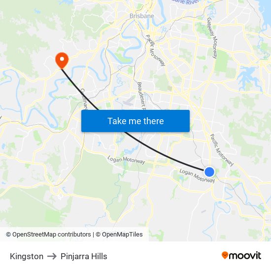 Kingston to Pinjarra Hills map