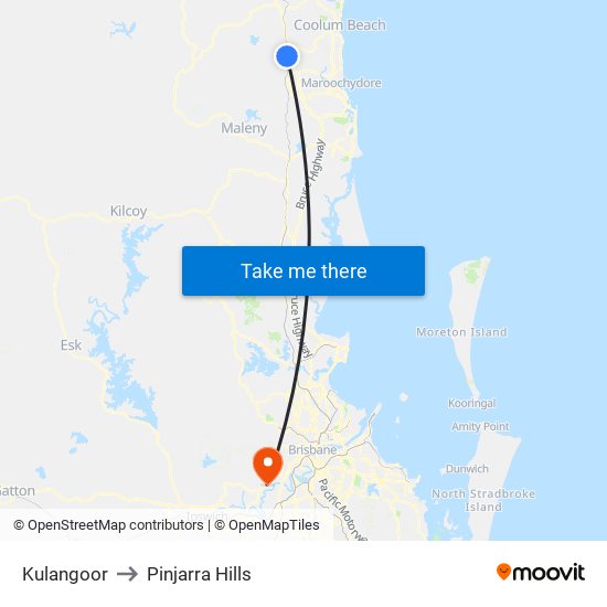 Kulangoor to Pinjarra Hills map