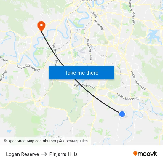Logan Reserve to Pinjarra Hills map