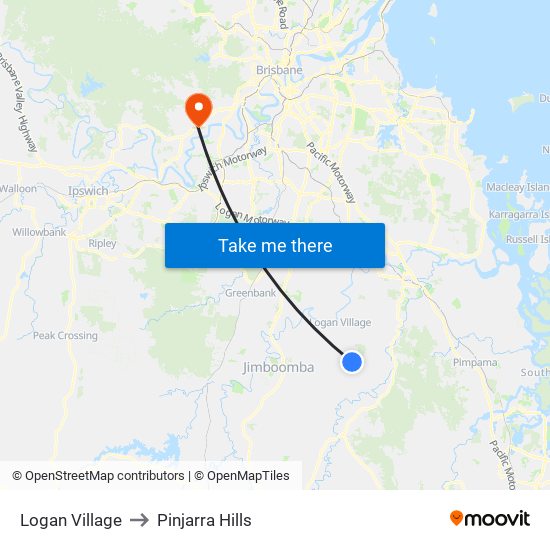 Logan Village to Pinjarra Hills map