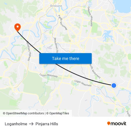 Loganholme to Pinjarra Hills map
