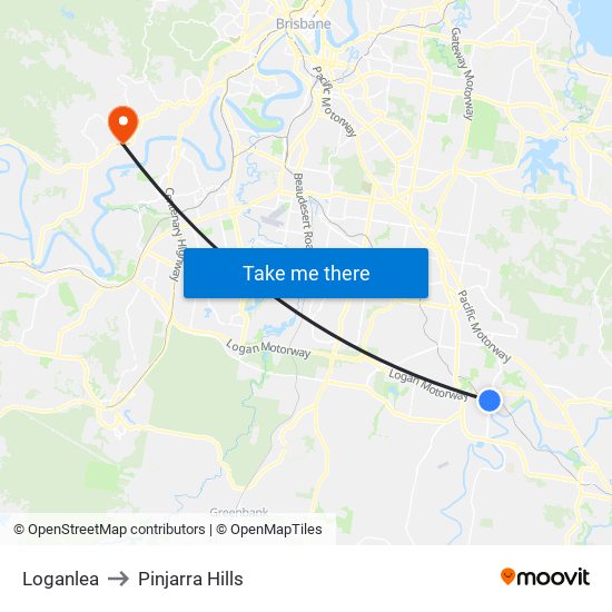 Loganlea to Pinjarra Hills map