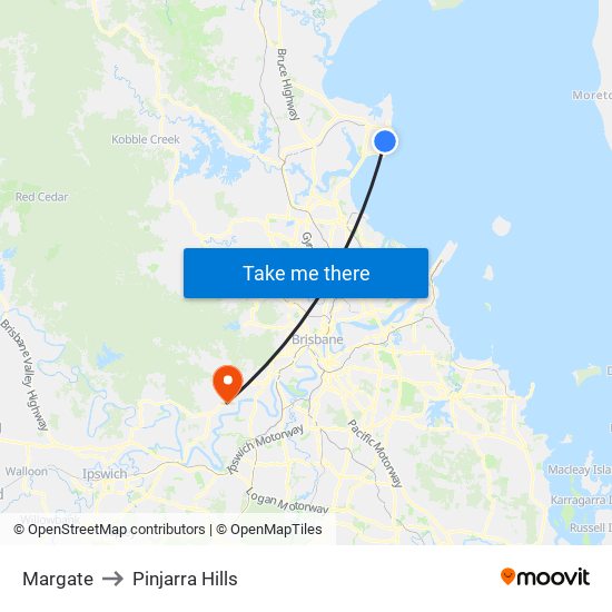 Margate to Pinjarra Hills map
