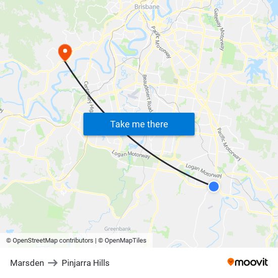 Marsden to Pinjarra Hills map