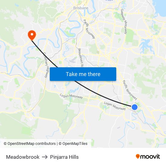 Meadowbrook to Pinjarra Hills map