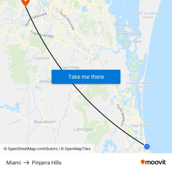 Miami to Pinjarra Hills map