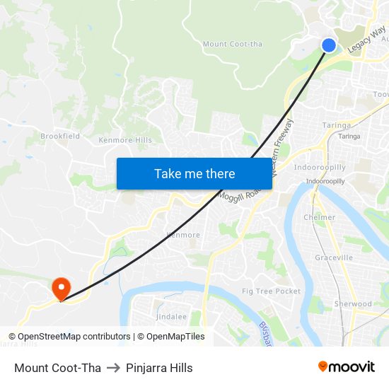 Mount Coot-Tha to Pinjarra Hills map