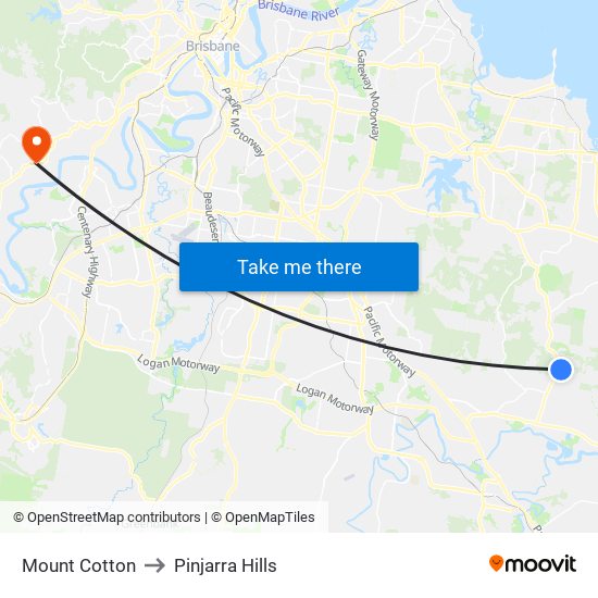 Mount Cotton to Pinjarra Hills map