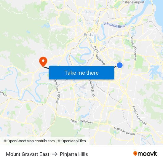 Mount Gravatt East to Pinjarra Hills map