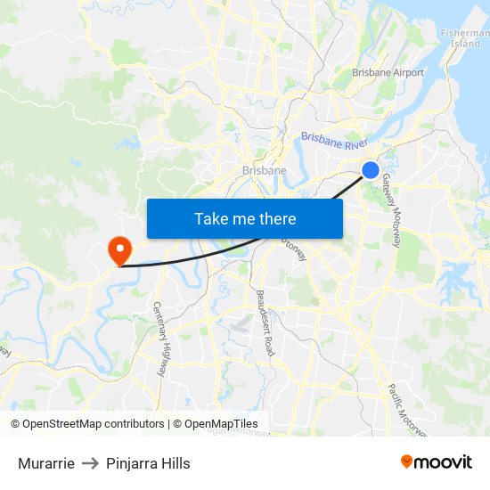 Murarrie to Pinjarra Hills map