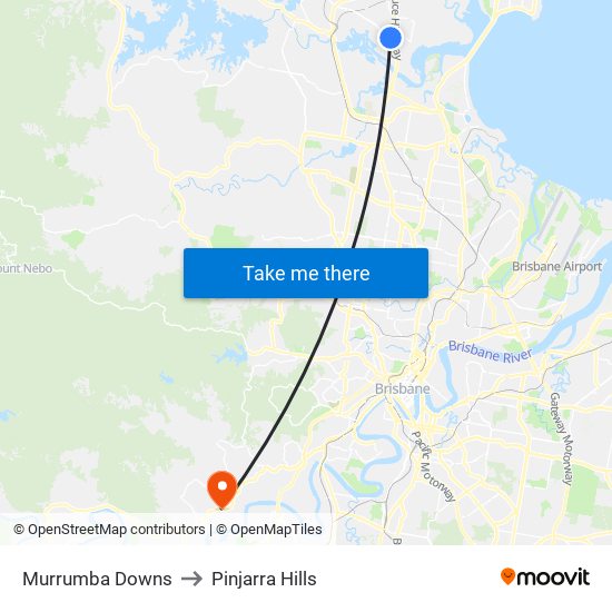 Murrumba Downs to Pinjarra Hills map